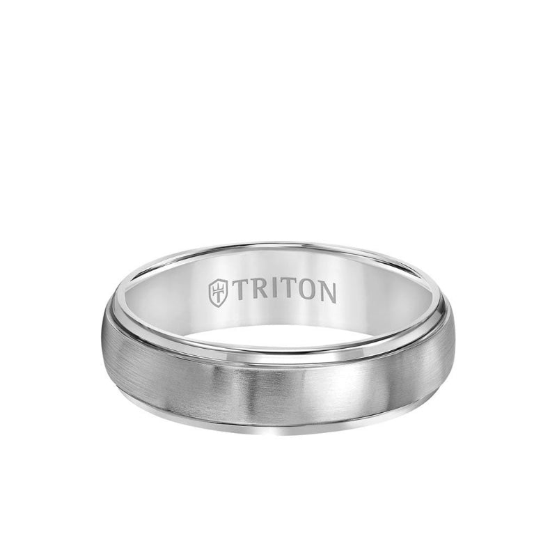 Triton 6MM Titanium Ring - Domed Satin Center and Step Edge