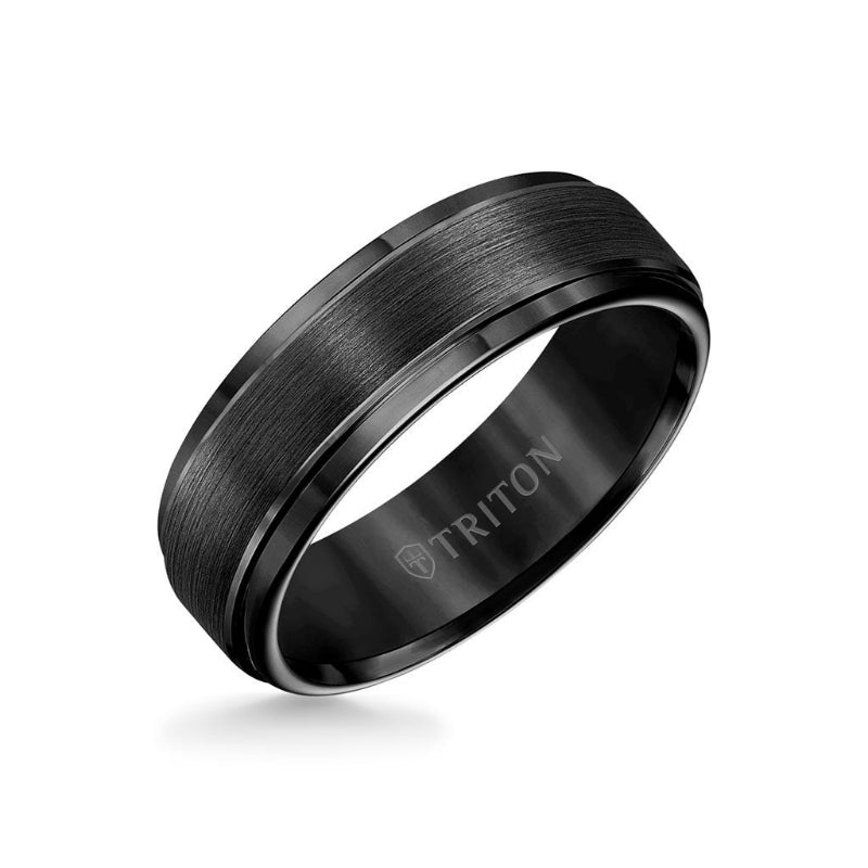 Triton 7MM Tungsten Carbide Ring - Brushed Finish and Step Edge