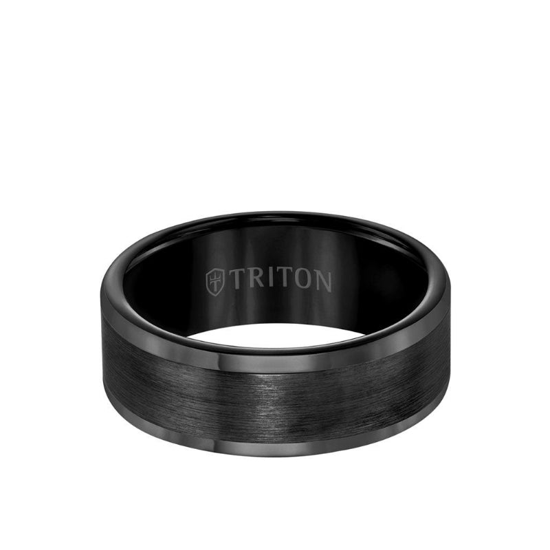 Triton 8MM Tungsten Carbide Ring - Satin Finish Flat Center and Round Edge