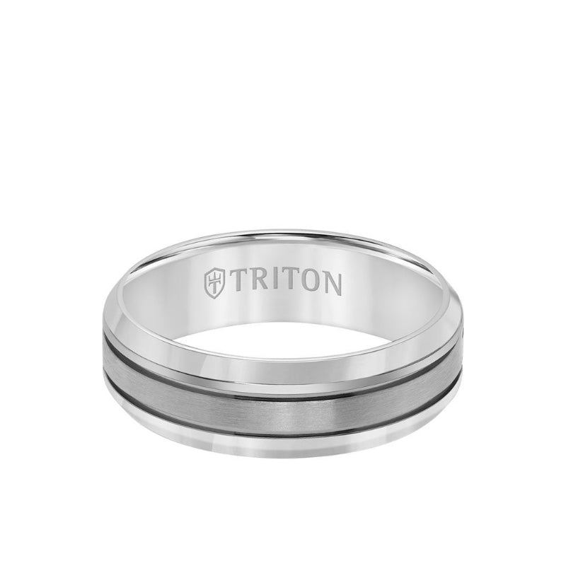 Triton 7MM Titanium Ring - Brushed Center and Round Edge
