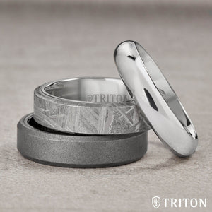 Triton 4MM Tungsten Carbide Ring - Bright Finish and Flat Edge