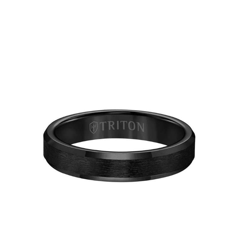 Triton 4MM Tungsten Carbide Ring - Brush Finish and Bevel Edge