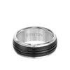 Triton 9MM Tungsten Carbide Ring - Black Brushed Center and Bevel Edge