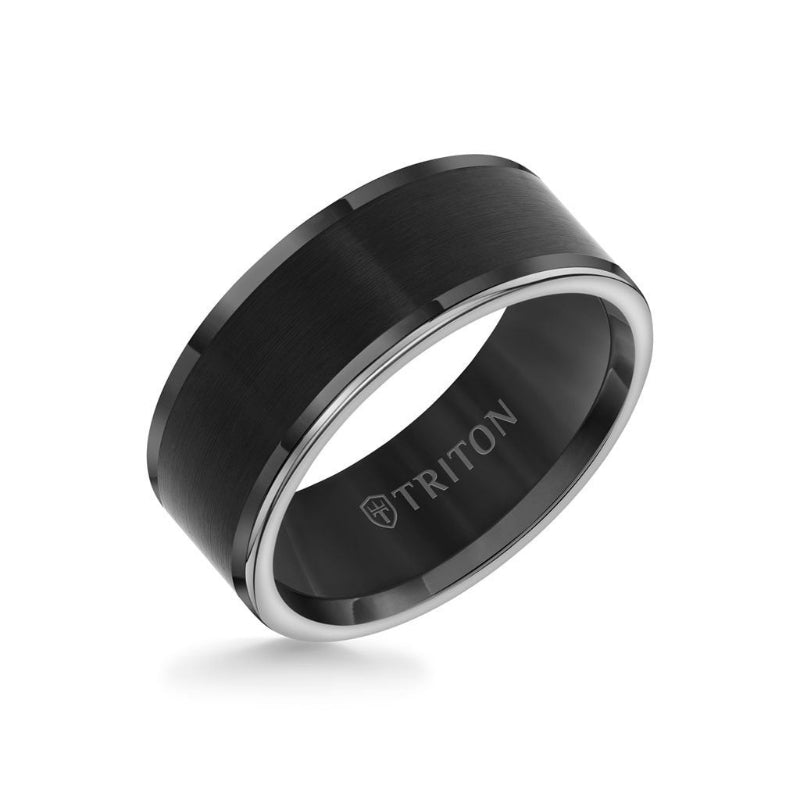 Triton 9MM Tungsten Carbide Ring - Satin Center and Round Edge