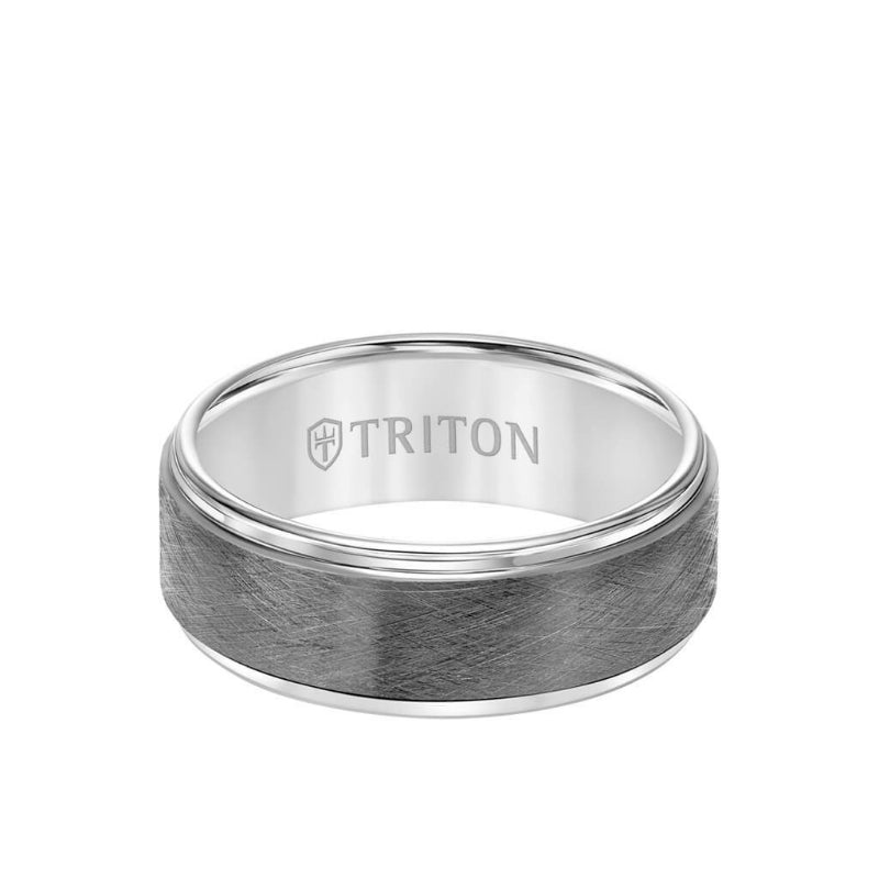 Triton 8MM Tungsten Carbide Ring - Gunmetal Crystalline Center and