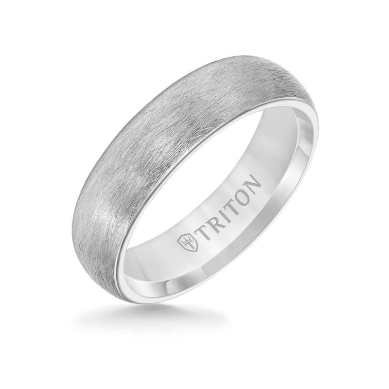 Triton 6MM Tungsten Carbide Ring - Crystalline Finish and Rolled Edge