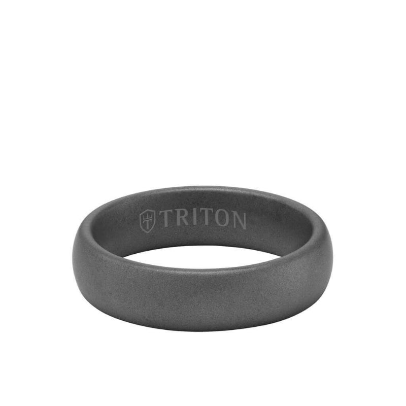 Triton 6MM Tungsten Carbide Ring - Light Sandblasted Finish and Rolled Edge