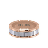 Triton 7MM 14K Gold Ring - Satin Finish Link Design and Flat Edge