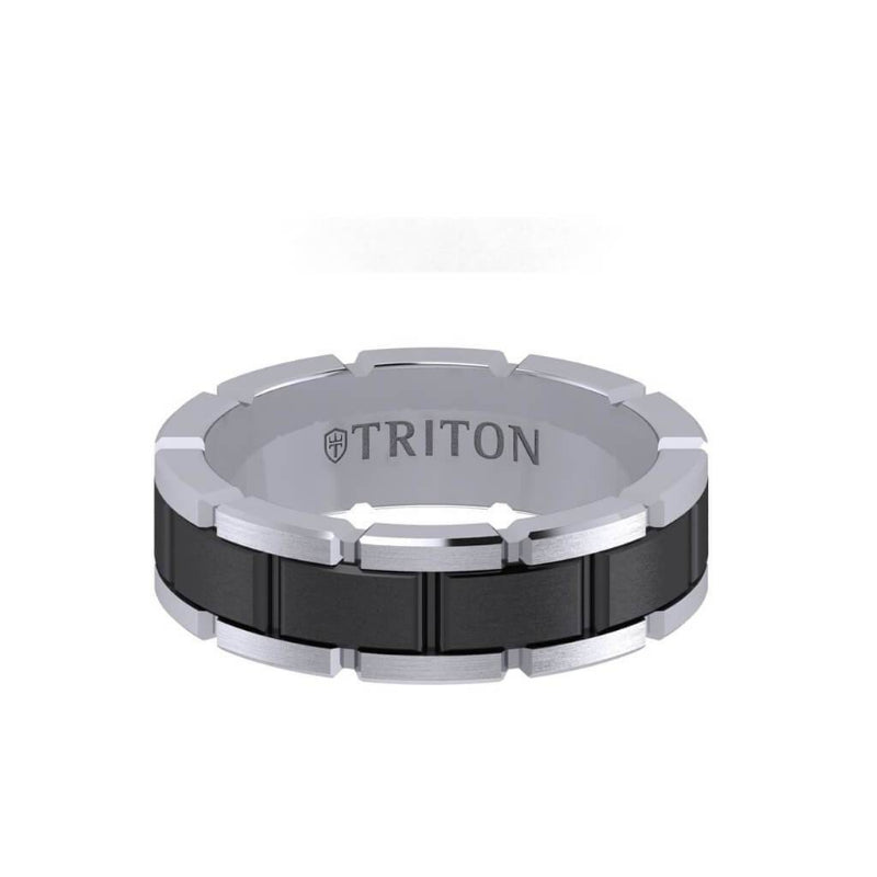 Triton 7MM Tungsten Black DLC Ring - T-Link Design