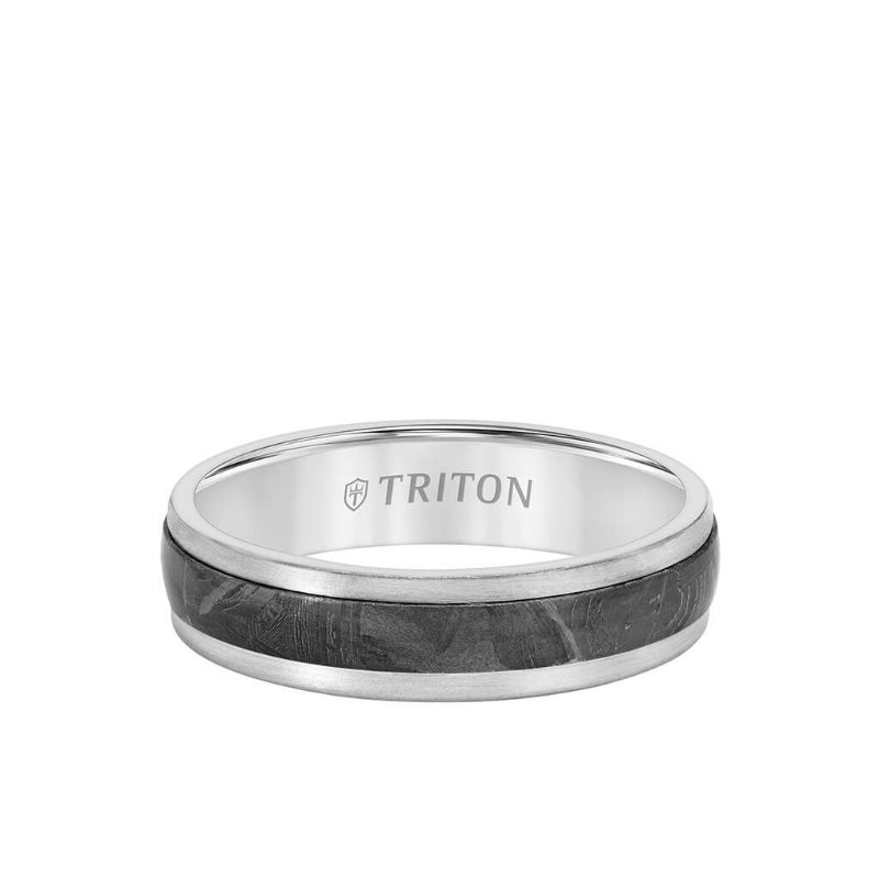 Triton 5.5MM Meteorite +14K Gold Ring - Flat Profile with Step Edge