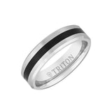 Triton 6MM 14k Gold Ring + Black Titanium Thin Flat Inlay with Bevel Edge