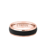 Triton 6MM 14k Gold Ring + Black Titanium Inlay with Dome Profile and Faceted Edge