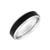Triton 6MM 14k Gold Ring + Black Titanium Wide Inlay with Bevel Edge