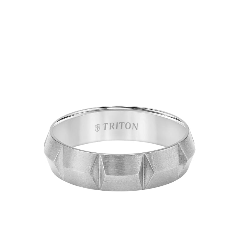 Triton 6MM Titanium Carved Ring with Brushed Finish