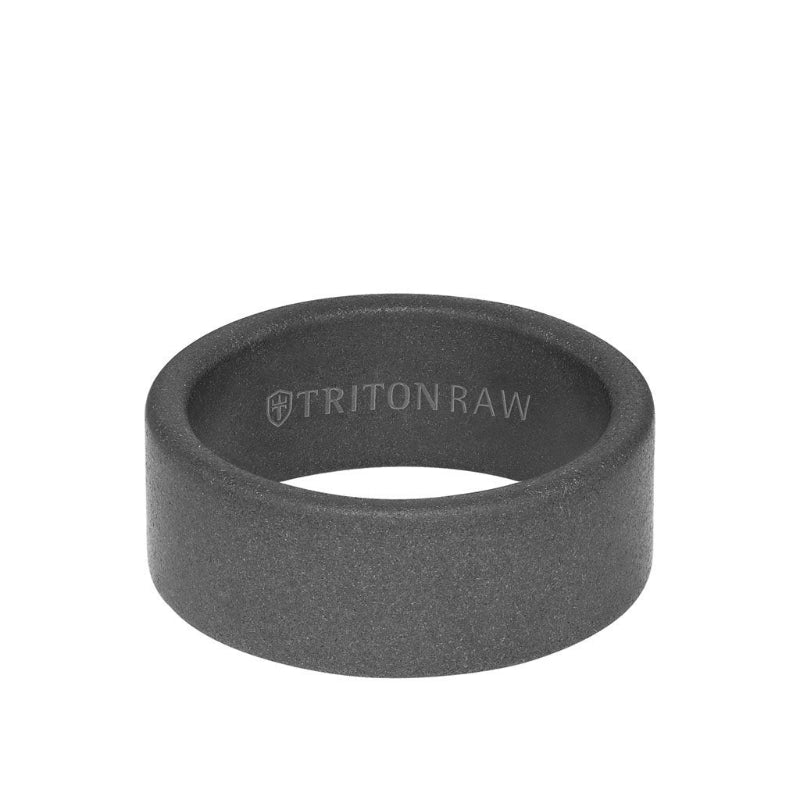 Triton 9MM Tungsten RAW Ring - Sandblasted Matte Finish and Flat Edge