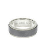 Triton 8MM Tungsten RAW+ 18K Matte Gold Ring - Sandblasted Center and Step Edge
