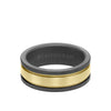 Triton 8MM Tungsten RAW + 14K Matte Yellow Gold Ring with Flat Edge
