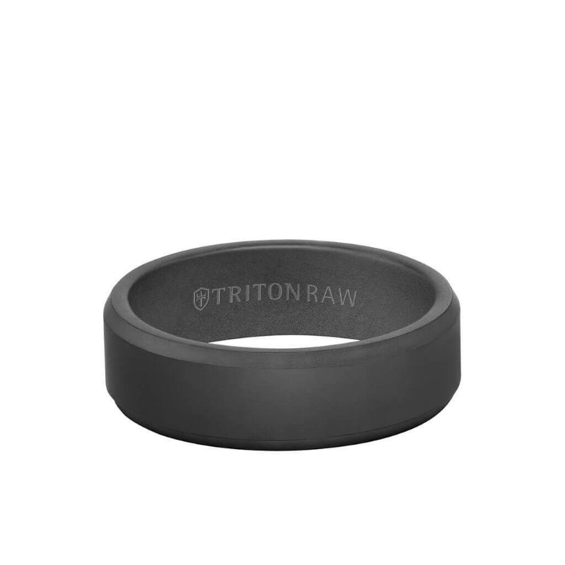 Triton 7MM Tungsten RAW Black DLC Ring - Matte Finish and Bevel Edge