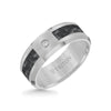Triton 8MM Single Diamond Black Carbon Fiber Ring With Bevel Edge