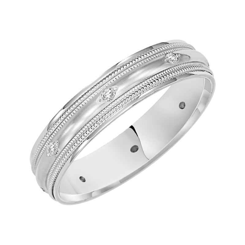 Goldman 14k White Gold Men's Diamond Wedding Band