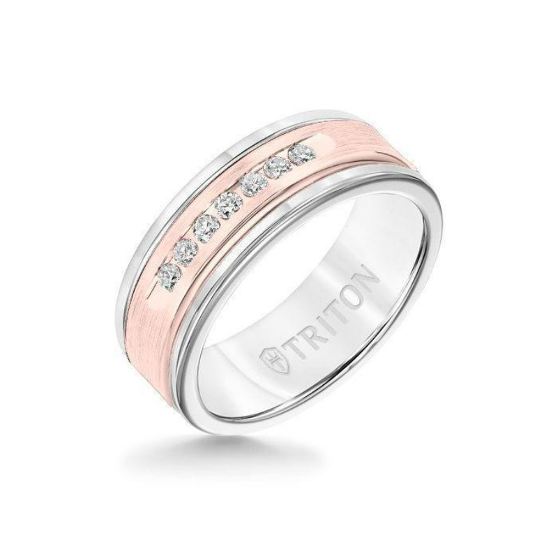 Rose gold insert hot sale wedding band