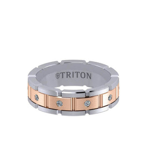 Triton 7MM 14K Gold Eternity Diamond Ring - T-Link Design