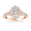 Artcarved Bridal Semi-Mounted with Side Stones Classic Lyric Halo Engagement Ring Augusta 18K Rose Gold