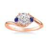 Artcarved Bridal Semi-Mounted with Side Stones Contemporary Engagement Ring 14K Rose Gold & Blue Sapphire