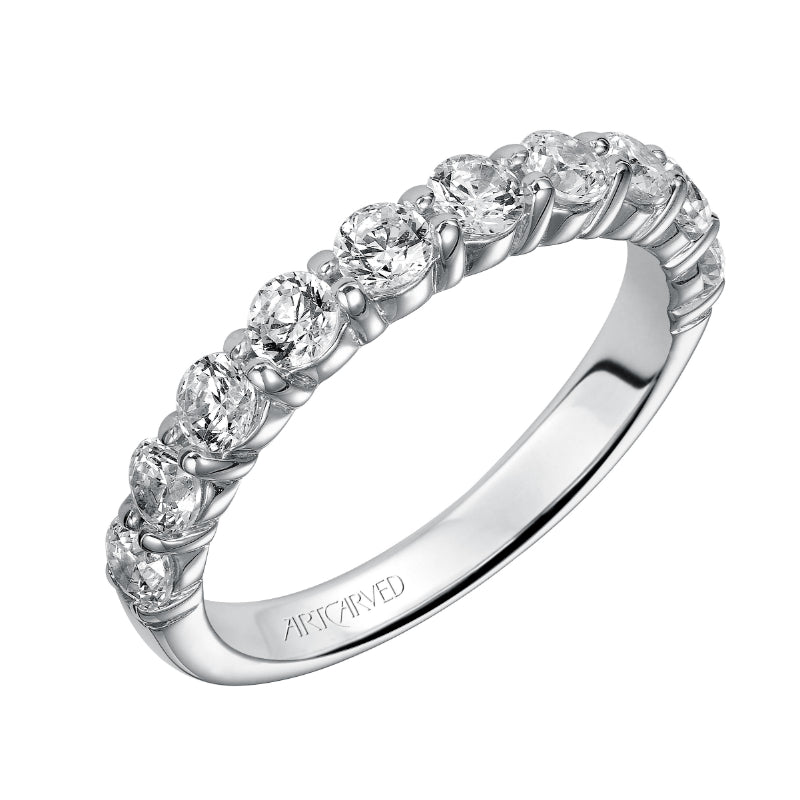 Artcarved Bridal Mounted with Side Stones Classic Diamond Wedding Band Alyssa 14K White Gold