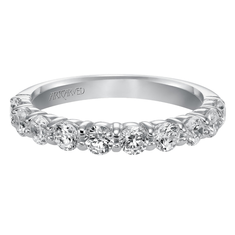 Artcarved Bridal Mounted with Side Stones Classic Diamond Wedding Band Alyssa 14K White Gold