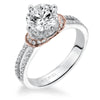 Artcarved Bridal Semi-Mounted with Side Stones Contemporary Engagement Ring Alexandria 14K White Gold Primary & 14K Rose Gold