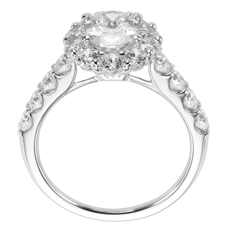 Artcarved Bridal Mounted with CZ Center Classic Halo Engagement Ring Wynona 14K White Gold