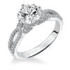 Artcarved Bridal Semi-Mounted with Side Stones Contemporary Floral Diamond Engagement Ring Phoebe 14K White Gold