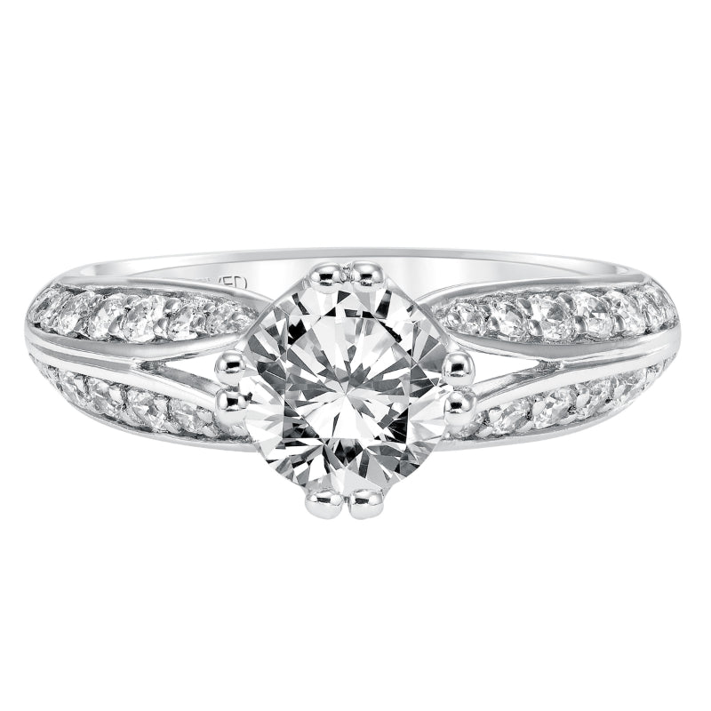 Artcarved Bridal Semi-Mounted with Side Stones Contemporary Engagement Ring Lexi 14K White Gold
