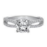 Artcarved Bridal Semi-Mounted with Side Stones Contemporary Engagement Ring Melanie 14K White Gold