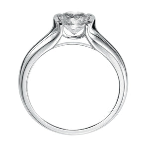 Artcarved Bridal Mounted with CZ Center Contemporary Bezel Solitaire Engagement Ring April 14K White Gold