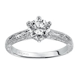 Artcarved Bridal Unmounted No Stones Vintage Engraved Solitaire Engagement Ring Gretchen 14K White Gold