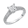 Artcarved Bridal Semi-Mounted with Side Stones Vintage Engagement Ring Ruth 14K White Gold