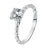 Artcarved Bridal Mounted with CZ Center Contemporary Rope Solitaire Engagement Ring Joanna 14K White Gold