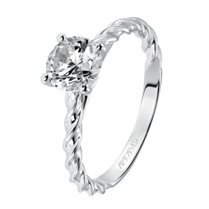 Artcarved Bridal Unmounted No Stones Contemporary Rope Solitaire Engagement Ring Joanna 14K White Gold