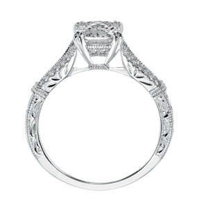 Artcarved Bridal Semi-Mounted with Side Stones Vintage Engraved Diamond Engagement Ring Angelina 14K White Gold