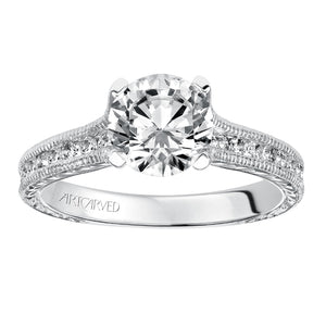 Artcarved Bridal Semi-Mounted with Side Stones Vintage Vintage Engagement Ring Zoya 14K White Gold