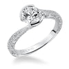 Artcarved Bridal Mounted with CZ Center Vintage Engraved Diamond Engagement Ring Rima 14K White Gold