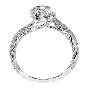 Artcarved Bridal Semi-Mounted with Side Stones Vintage Engraved Diamond Engagement Ring Rima 14K White Gold