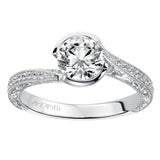 Artcarved Bridal Semi-Mounted with Side Stones Vintage Engraved Diamond Engagement Ring Rima 14K White Gold