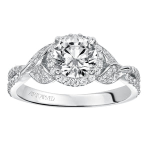 Artcarved Bridal Semi-Mounted with Side Stones Contemporary Engagement Ring Olga 14K White Gold