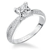 Artcarved Bridal Semi-Mounted with Side Stones Vintage Milgrain Diamond Engagement Ring Sinclair 14K White Gold