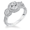 Artcarved Bridal Semi-Mounted with Side Stones Vintage Engraved 3-Stone Engagement Ring Ophelia 14K White Gold