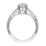 Artcarved Bridal Semi-Mounted with Side Stones Vintage Vintage Engagement Ring Vivienne 14K White Gold