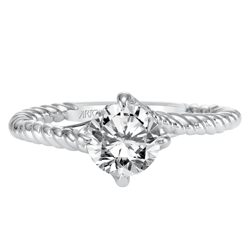 Artcarved Bridal Mounted with CZ Center Contemporary Americana Solitaire Engagement Ring Aline 14K White Gold